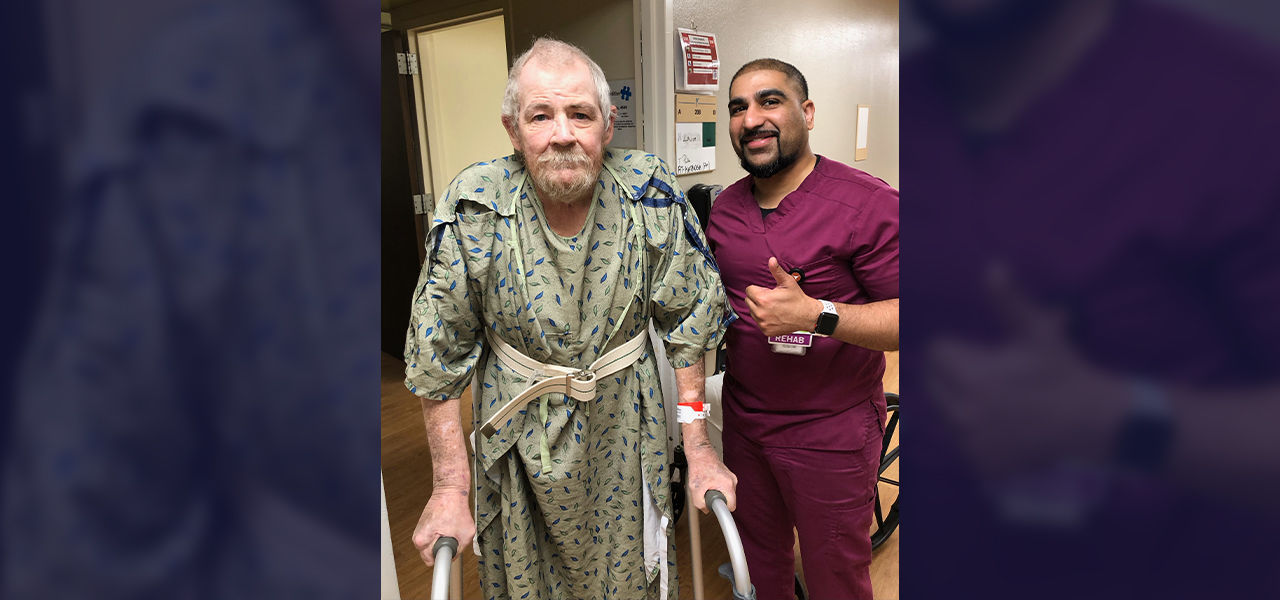 Happy patient leaving hospital with caregivers